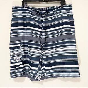 Columbia PFG Blue Stripe 11" Linerless Water Shorts Size 40